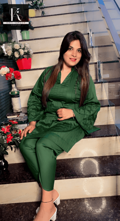 Short Pintex and Pearl - worked Shirt with Dhoti - Kirti Kapoor Couture