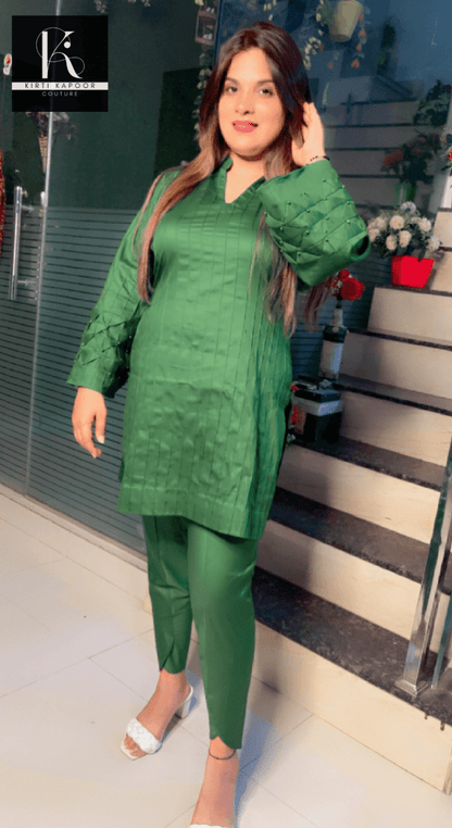 Short Pintex and Pearl - worked Shirt with Dhoti - Kirti Kapoor Couture