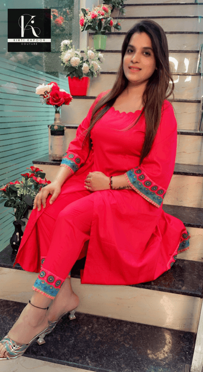 Side - cut Aline shirt with Matching Pants - Kirti Kapoor Couture