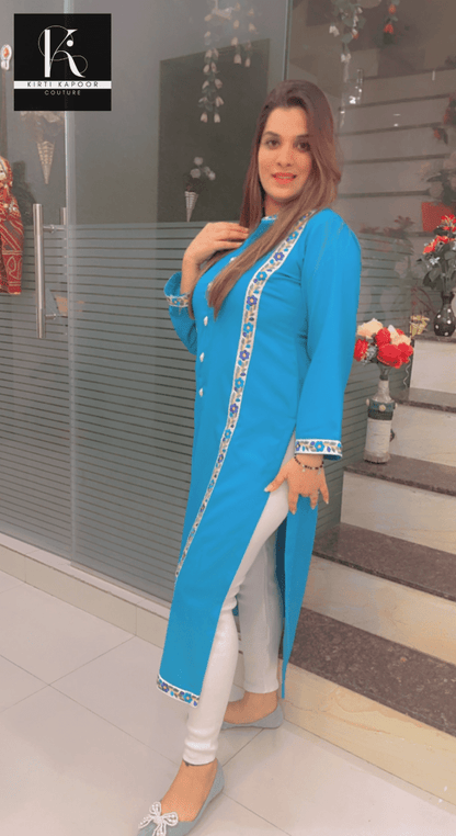 Sky Blue Pashmina Kurti - Kirti Kapoor Couture