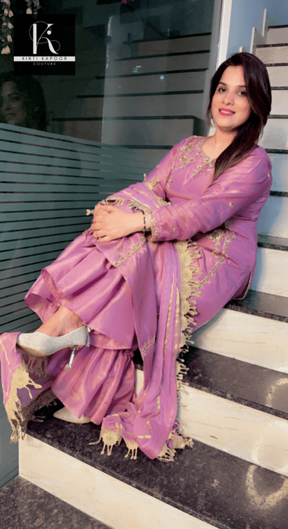 Sunset Purple Hand - Embroidered Suit - Kirti Kapoor Couture