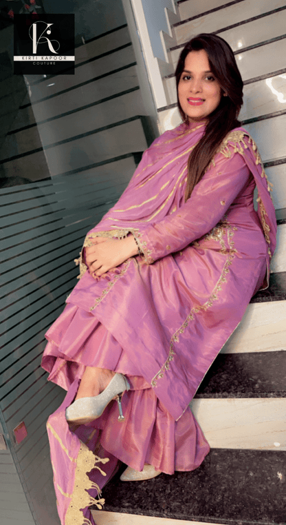 Sunset Purple Hand - Embroidered Suit - Kirti Kapoor Couture