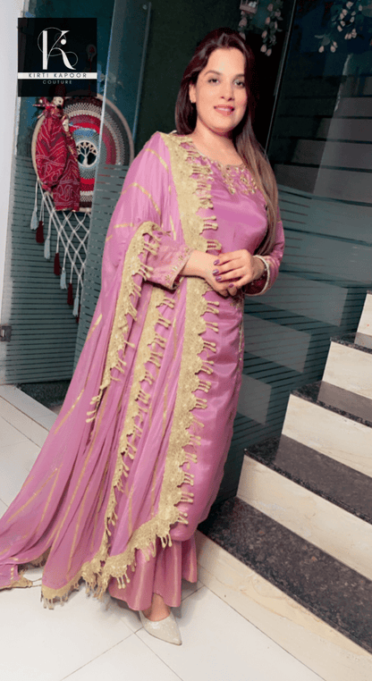 Sunset Purple Hand - Embroidered Suit - Kirti Kapoor Couture