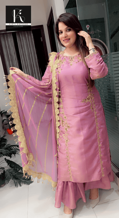 Sunset Purple Hand - Embroidered Suit - Kirti Kapoor Couture