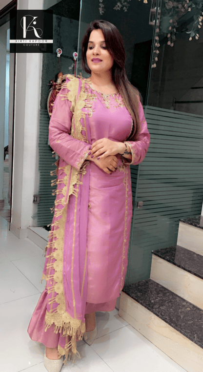 Sunset Purple Hand - Embroidered Suit - Kirti Kapoor Couture