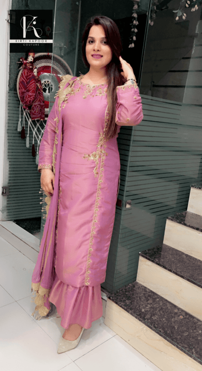 Sunset Purple Hand - Embroidered Suit - Kirti Kapoor Couture