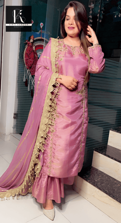 Sunset Purple Hand - Embroidered Suit - Kirti Kapoor Couture