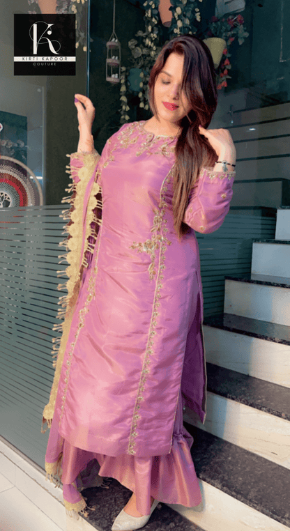 Sunset Purple Hand - Embroidered Suit - Kirti Kapoor Couture