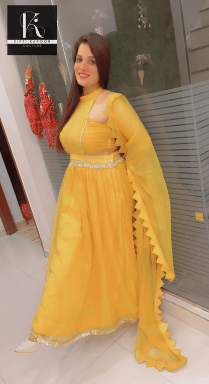 The Haldi Outfit : Lehnga - Choli Style Gown - Kirti Kapoor Couture