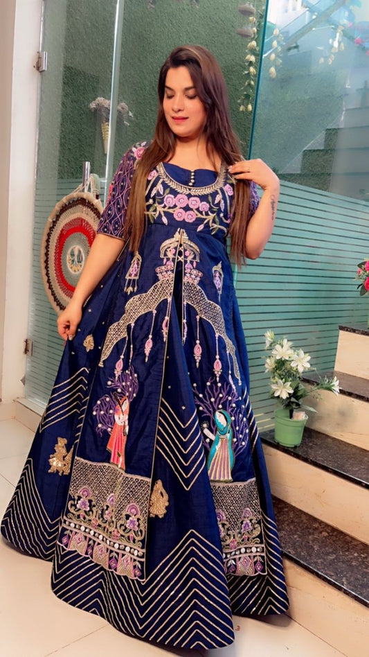 The Palanquin Shirt with Golden Brocade Skirt - Kirti Kapoor Couture