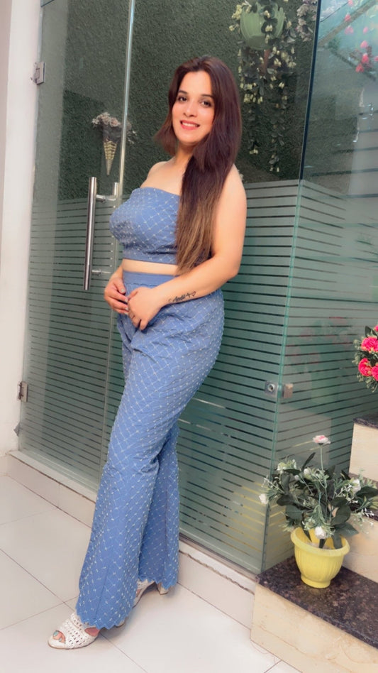 Three - Piece Denim Outfit - Kirti Kapoor Couture