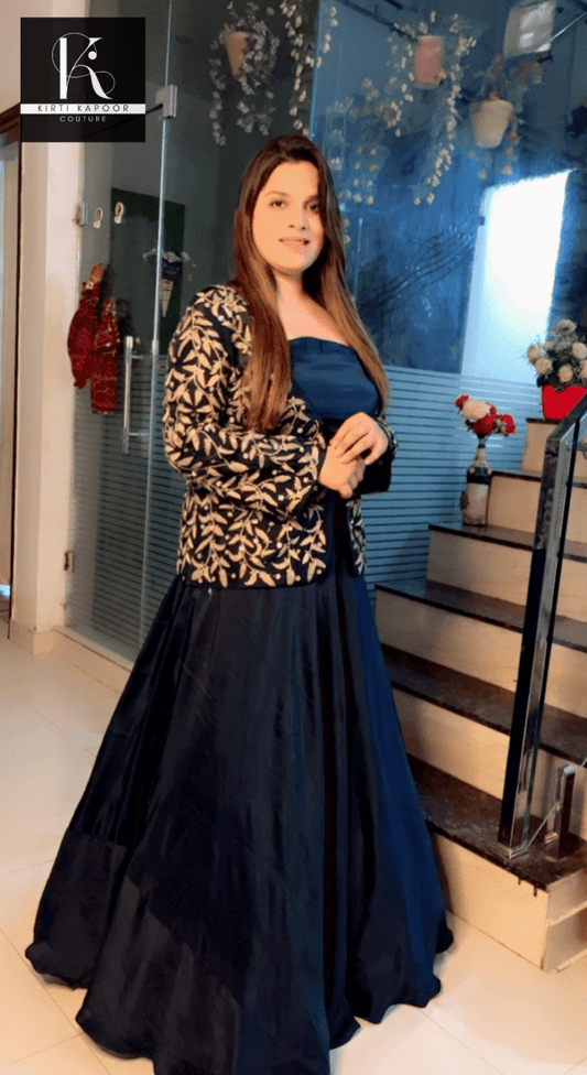Three Piece Dress with Embroidered Jacket - Kirti Kapoor Couture