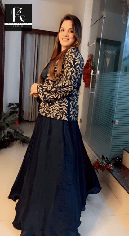 Three Piece Dress with Embroidered Jacket - Kirti Kapoor Couture