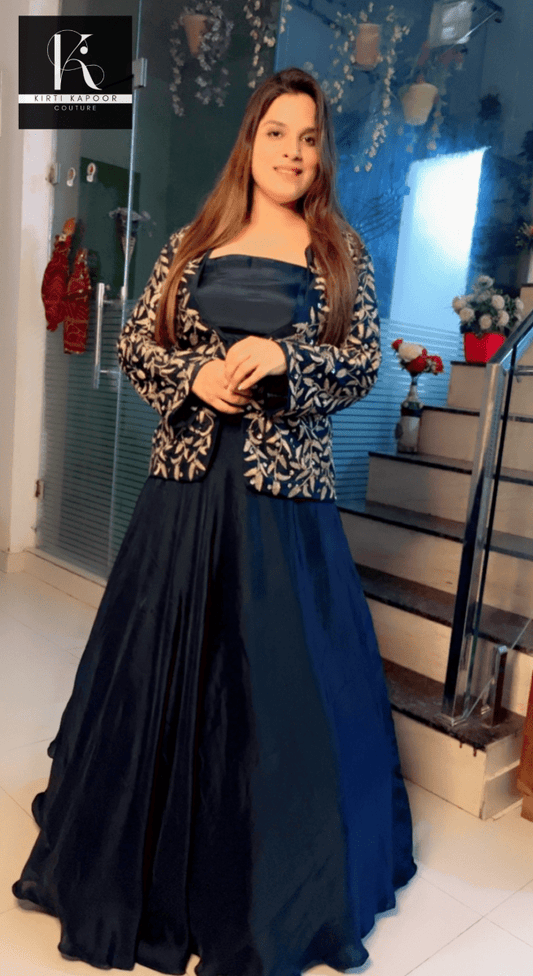 Three Piece Dress with Embroidered Jacket - Kirti Kapoor Couture