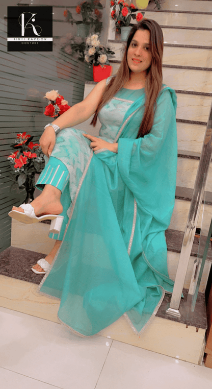 Tie & Dye Sequence Suit in Pastel Shade - Kirti Kapoor Couture
