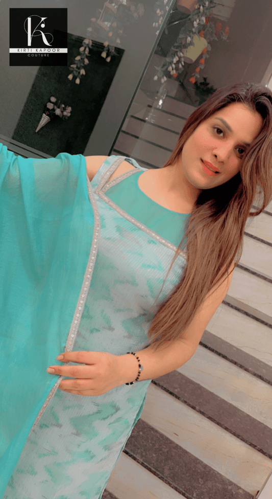 Tie & Dye Sequence Suit in Pastel Shade - Kirti Kapoor Couture