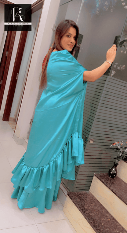 Tiffany Blue Butterfly Patched Set - Kirti Kapoor Couture