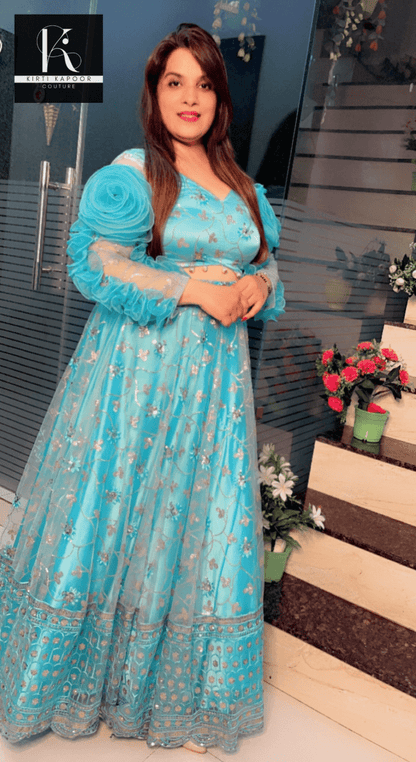 Tiffany Blue Designer Lehenga Choli - Kirti Kapoor Couture