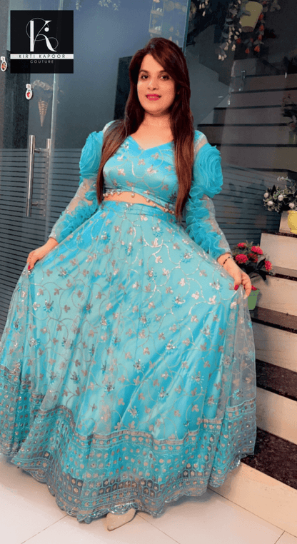 Tiffany Blue Designer Lehenga Choli - Kirti Kapoor Couture