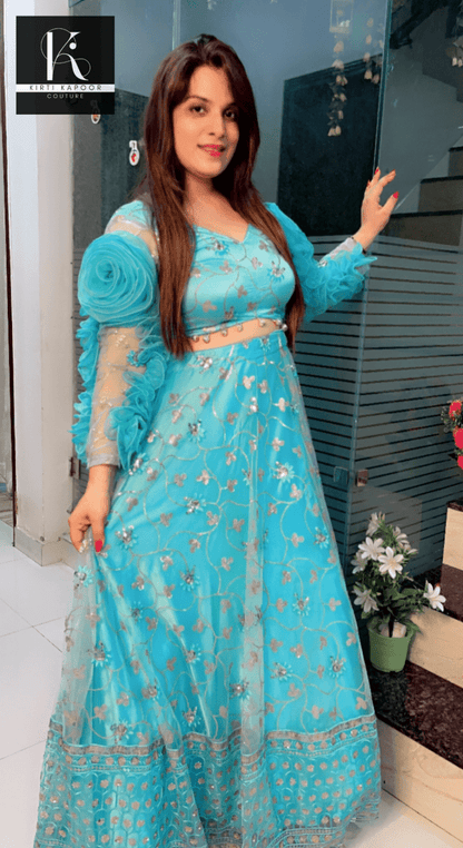 Tiffany Blue Designer Lehenga Choli - Kirti Kapoor Couture