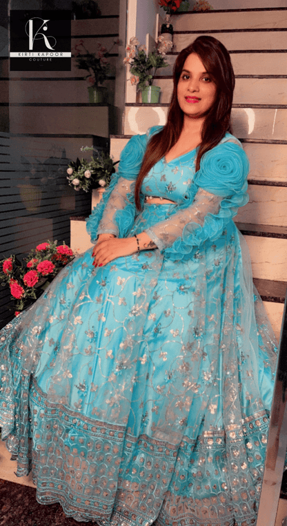 Tiffany Blue Designer Lehenga Choli - Kirti Kapoor Couture