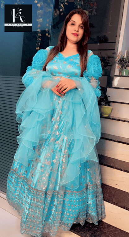 Tiffany Blue Designer Lehenga Choli - Kirti Kapoor Couture