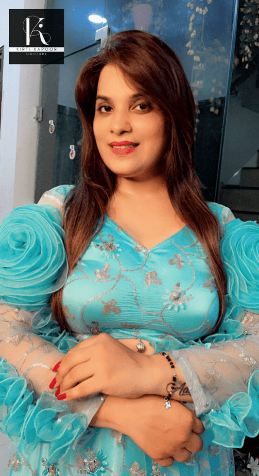 Tiffany Blue Designer Lehenga Choli - Kirti Kapoor Couture