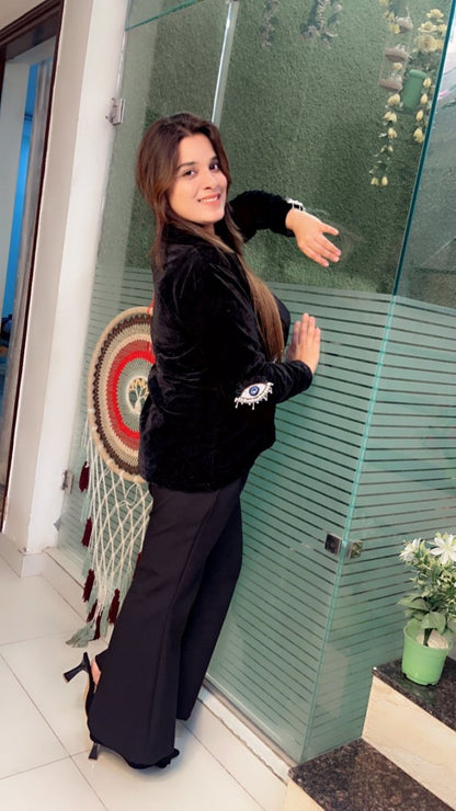 Velvet three piece formal blazer set - Kirti Kapoor Couture