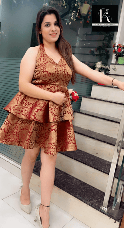 Wavy - Flaired Brocade Tunic - Kirti Kapoor Couture
