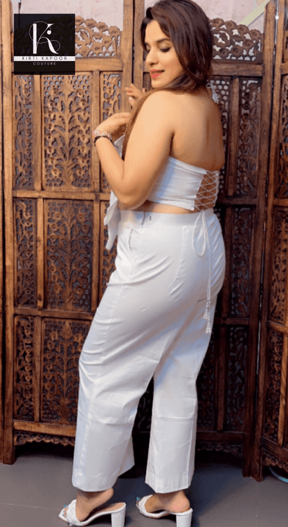 White embroidered flower outfit - Kirti Kapoor Couture