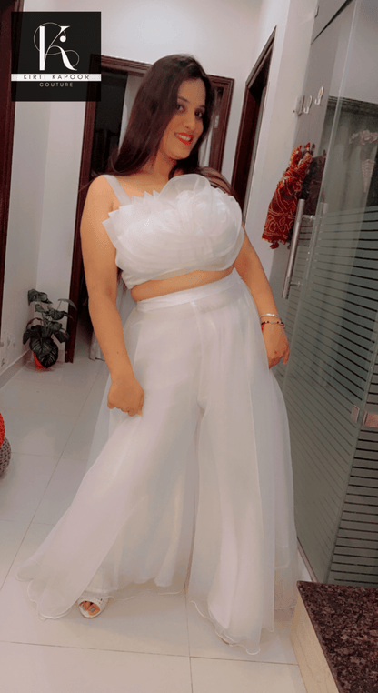 White Flower Organza Dress by Kirti Kapoor - Kirti Kapoor Couture