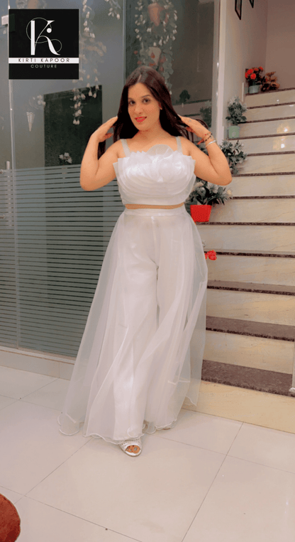 White Flower Organza Dress by Kirti Kapoor - Kirti Kapoor Couture