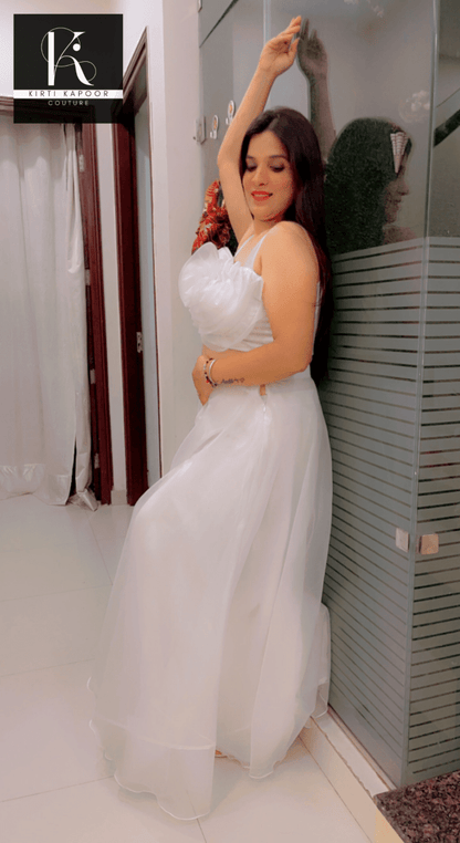 White Flower Organza Dress by Kirti Kapoor - Kirti Kapoor Couture