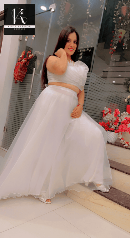 White Flower Organza Dress by Kirti Kapoor - Kirti Kapoor Couture