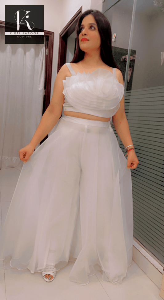 White Flower Organza Dress by Kirti Kapoor - Kirti Kapoor Couture