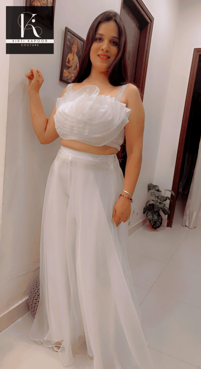White Flower Organza Dress by Kirti Kapoor - Kirti Kapoor Couture