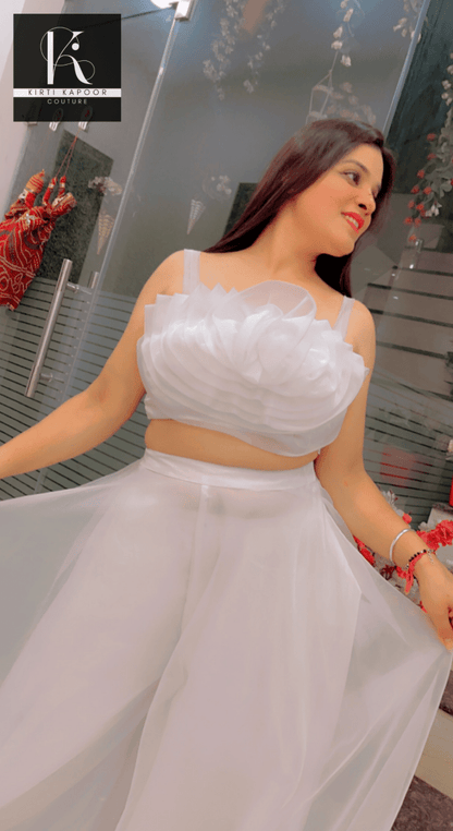 White Flower Organza Dress by Kirti Kapoor - Kirti Kapoor Couture