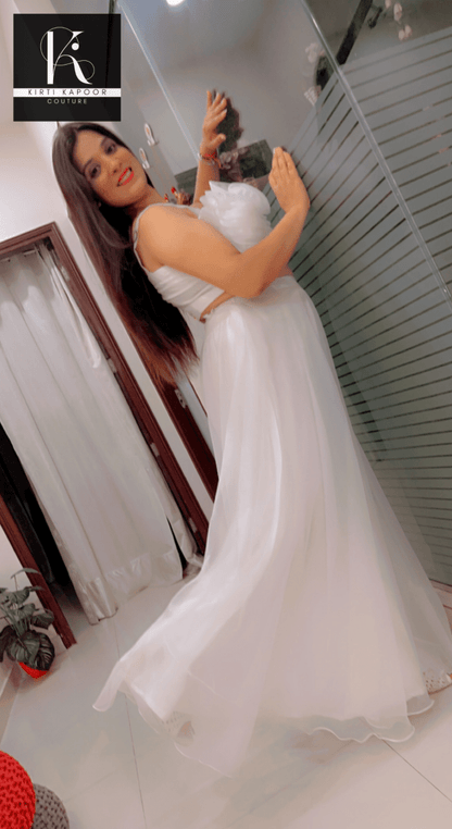 White Flower Organza Dress by Kirti Kapoor - Kirti Kapoor Couture
