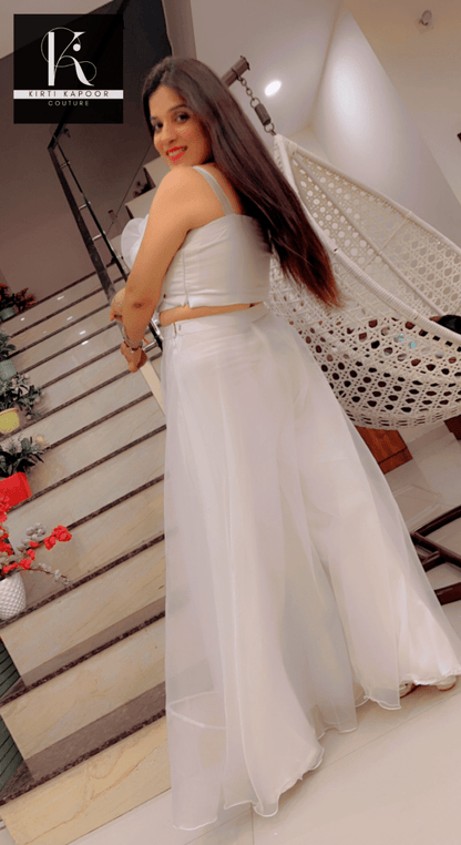 White Flower Organza Dress by Kirti Kapoor - Kirti Kapoor Couture