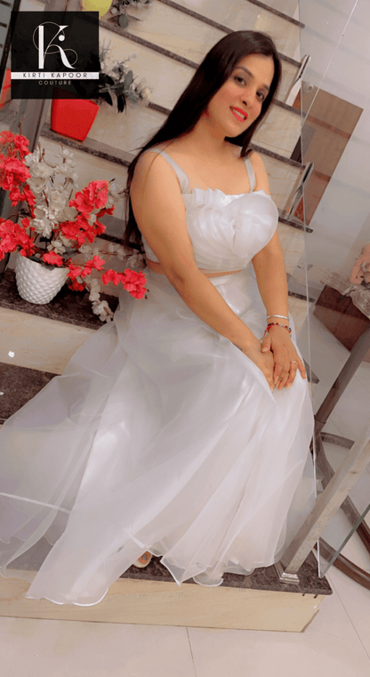 White Flower Organza Dress by Kirti Kapoor - Kirti Kapoor Couture