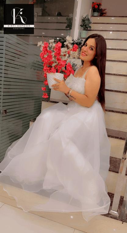 White Flower Organza Dress by Kirti Kapoor - Kirti Kapoor Couture