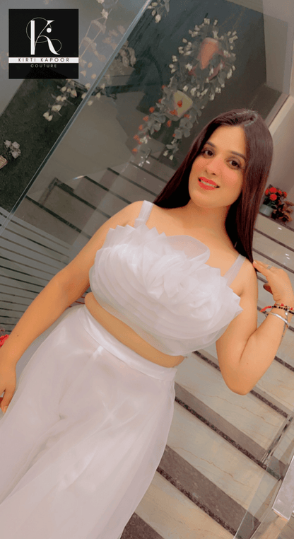 White Flower Organza Dress by Kirti Kapoor - Kirti Kapoor Couture