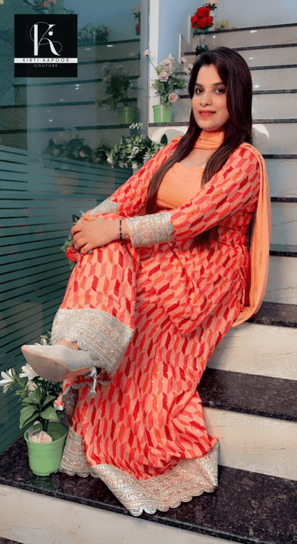 Worked Silk Boutique Fabric Four Piece Set - Kirti Kapoor Couture