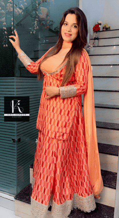 Worked Silk Boutique Fabric Four Piece Set - Kirti Kapoor Couture