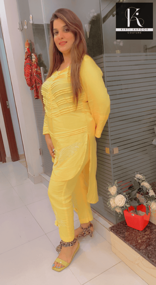 Yellow Pintex Co - ord Set by Kirti Kapoor - Kirti Kapoor Couture